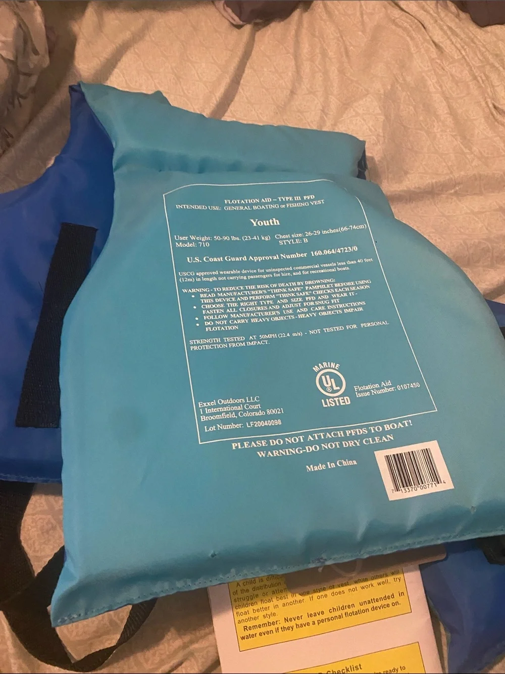 Exxel Youth Blue Swim Life Jacket Vest